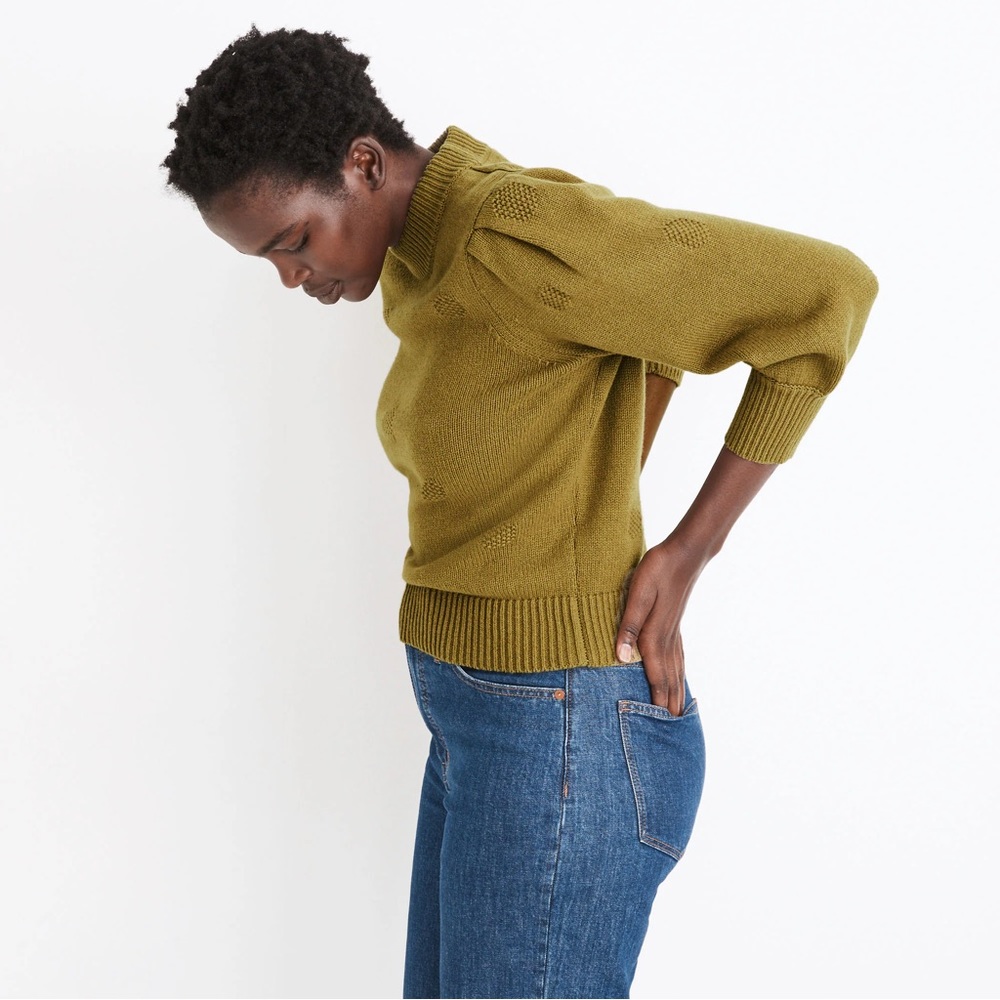 Madewell NWT Dotted Eaton sweater cotton-merino wool XXL sage green